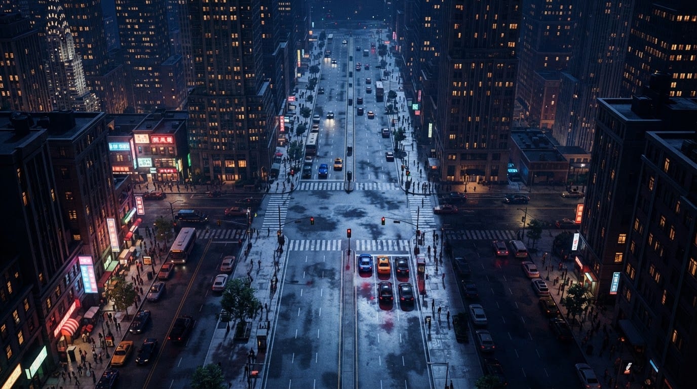 New York style downtown grid