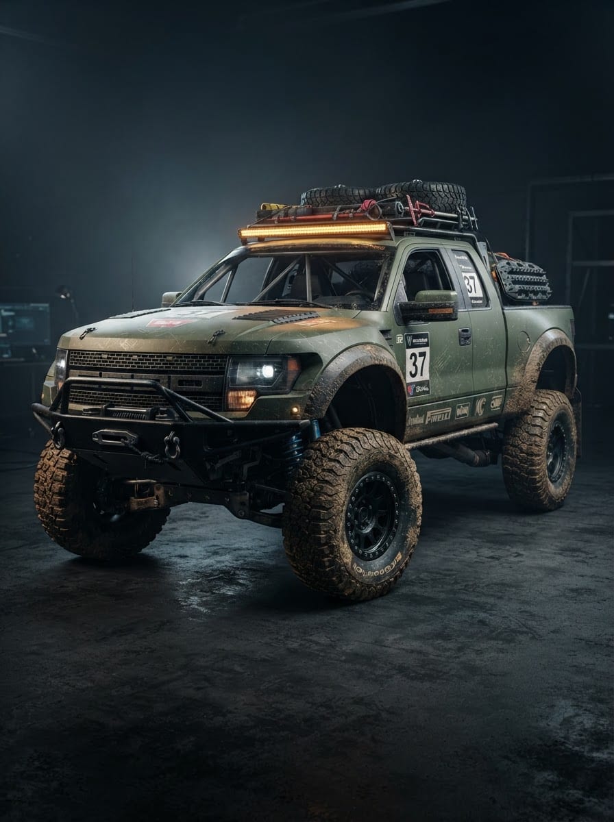 Armored forest rally truck