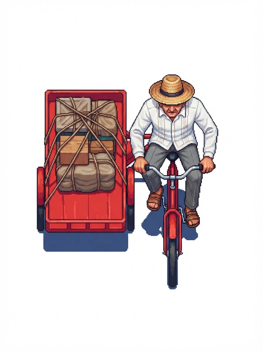 Abuelito en triciclo de carga