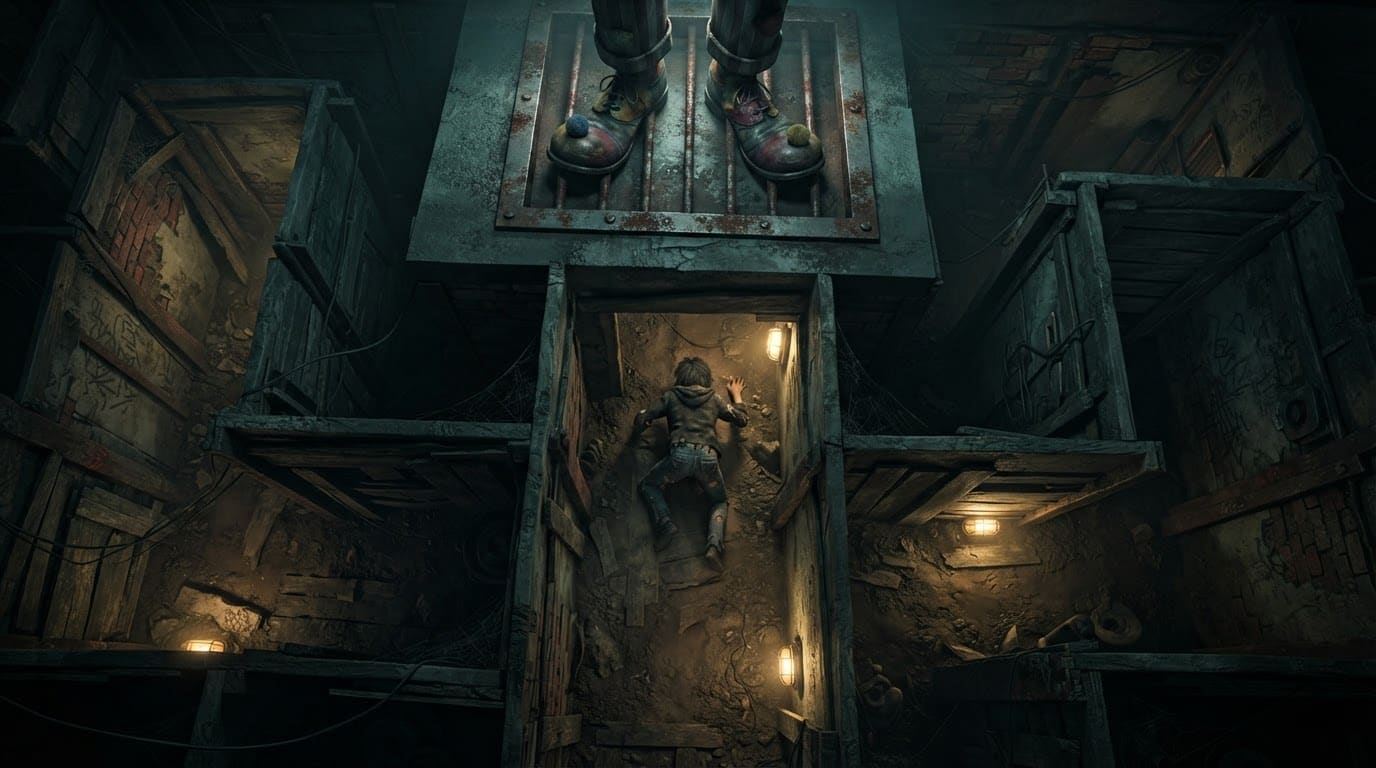 Crawl through narrow service tunnels