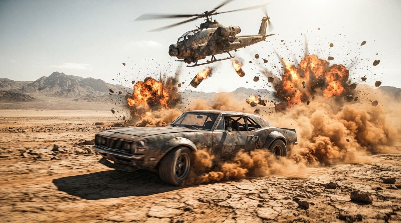 Dodge barrels from helicopter