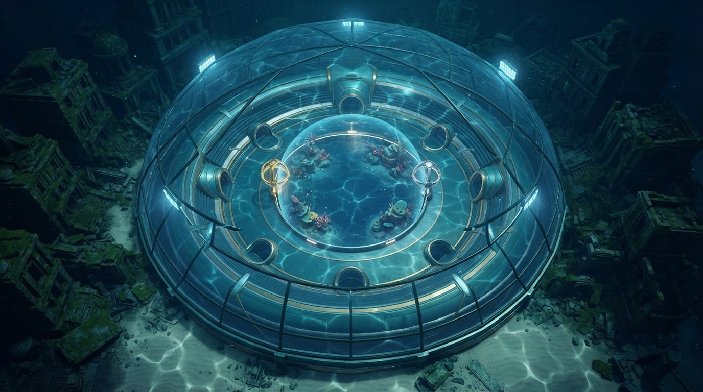 Glass-dome city stadium