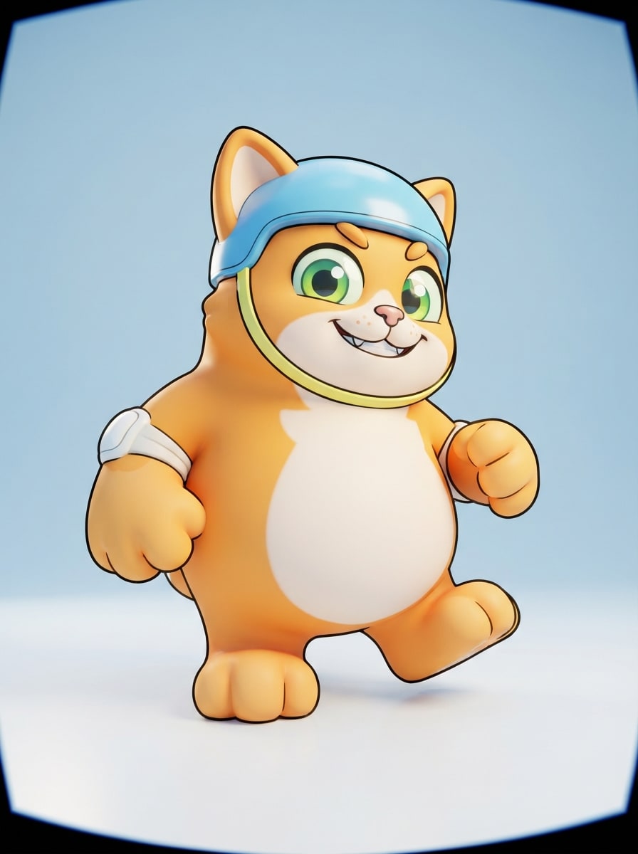 A chunky stunt cat