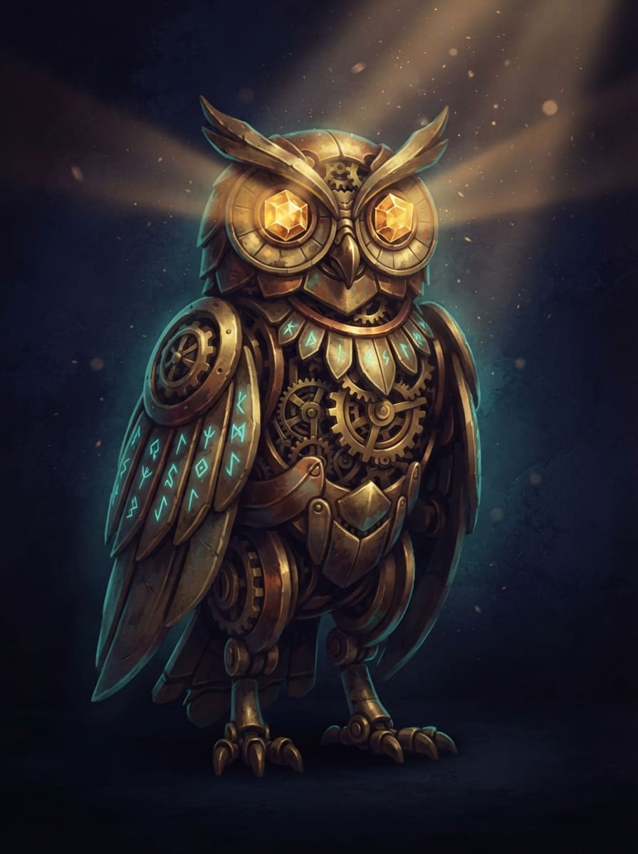 The Clockwork Luminary owl