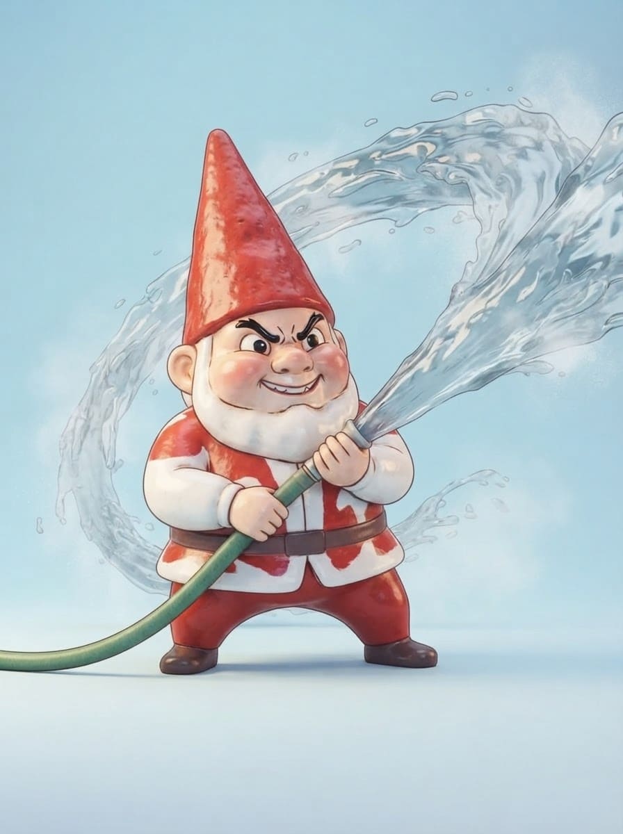 A rogue garden gnome