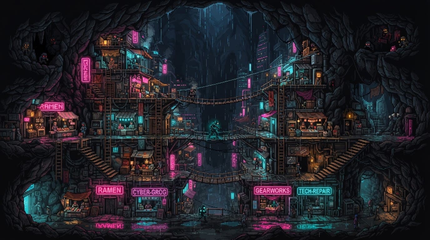 Cidade subterrânea neon