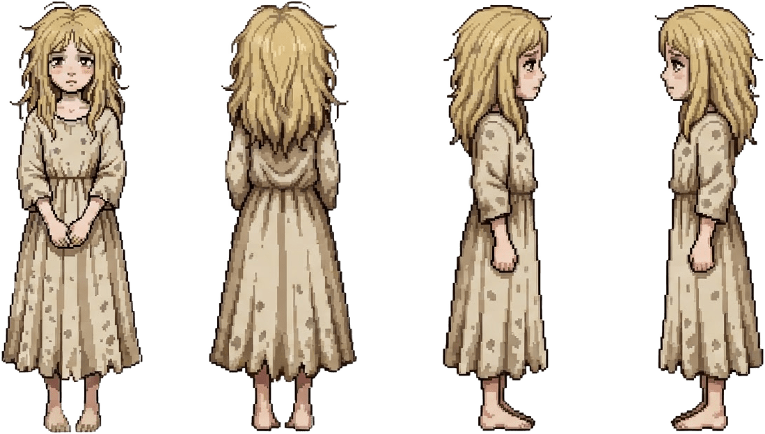 Image: Character turnaround sheet of this exact same char