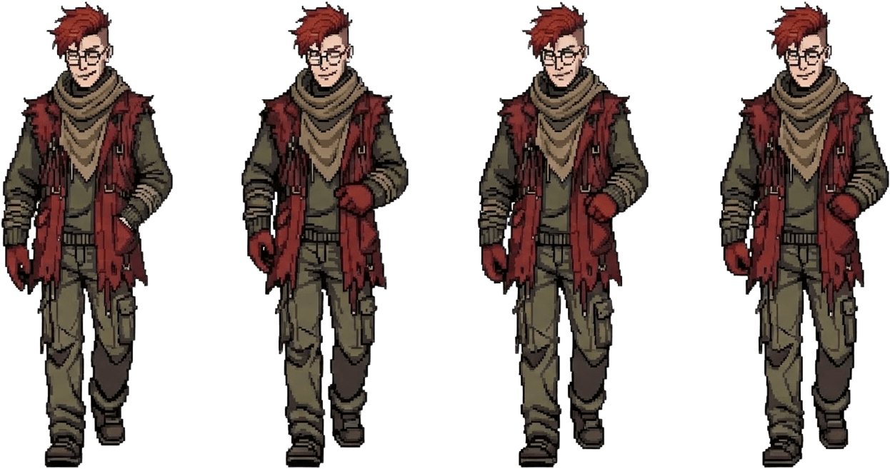 Image: Walk cycle sprite sheet of this exact same charact