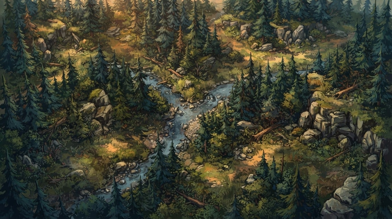La forêt de pins dense