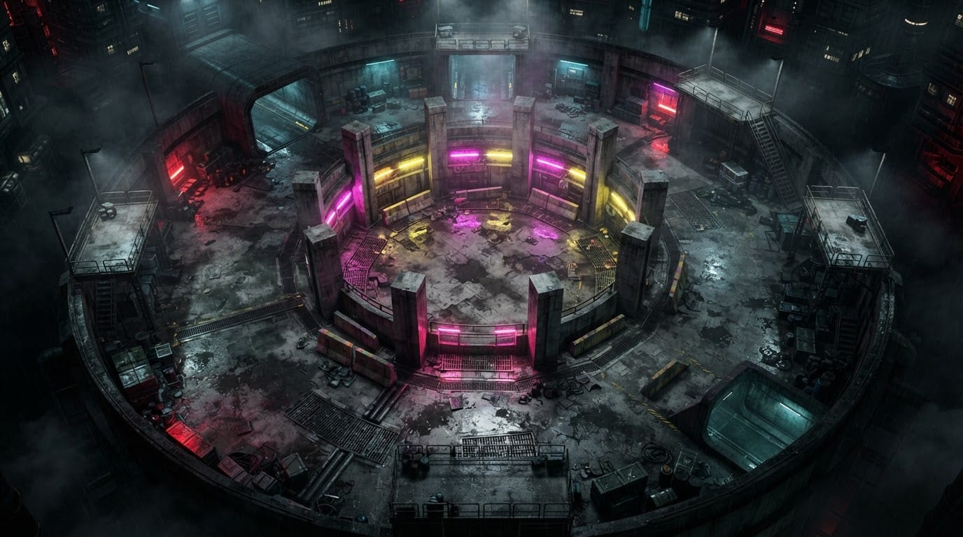 Neon underground fighting pit