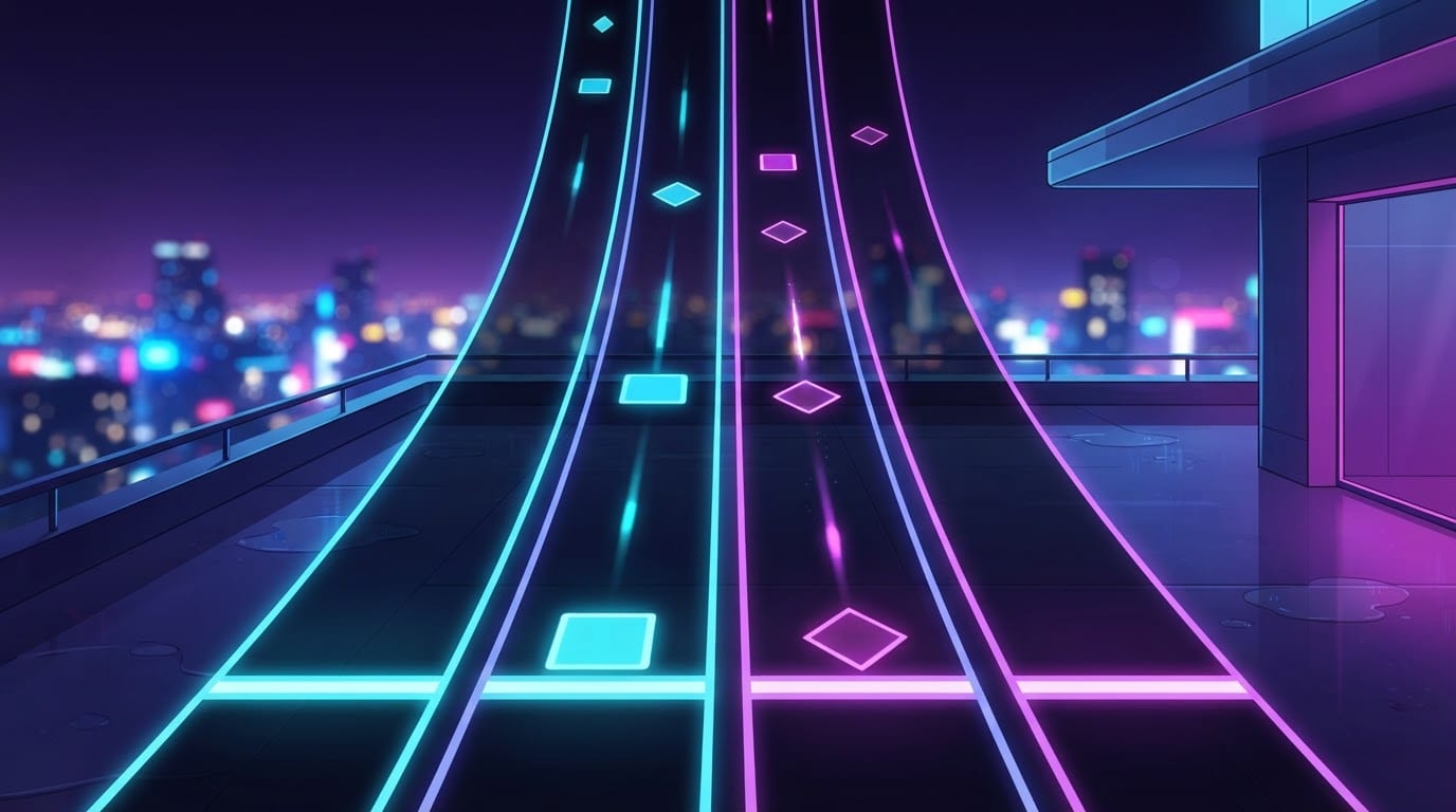 Neon city rooftop