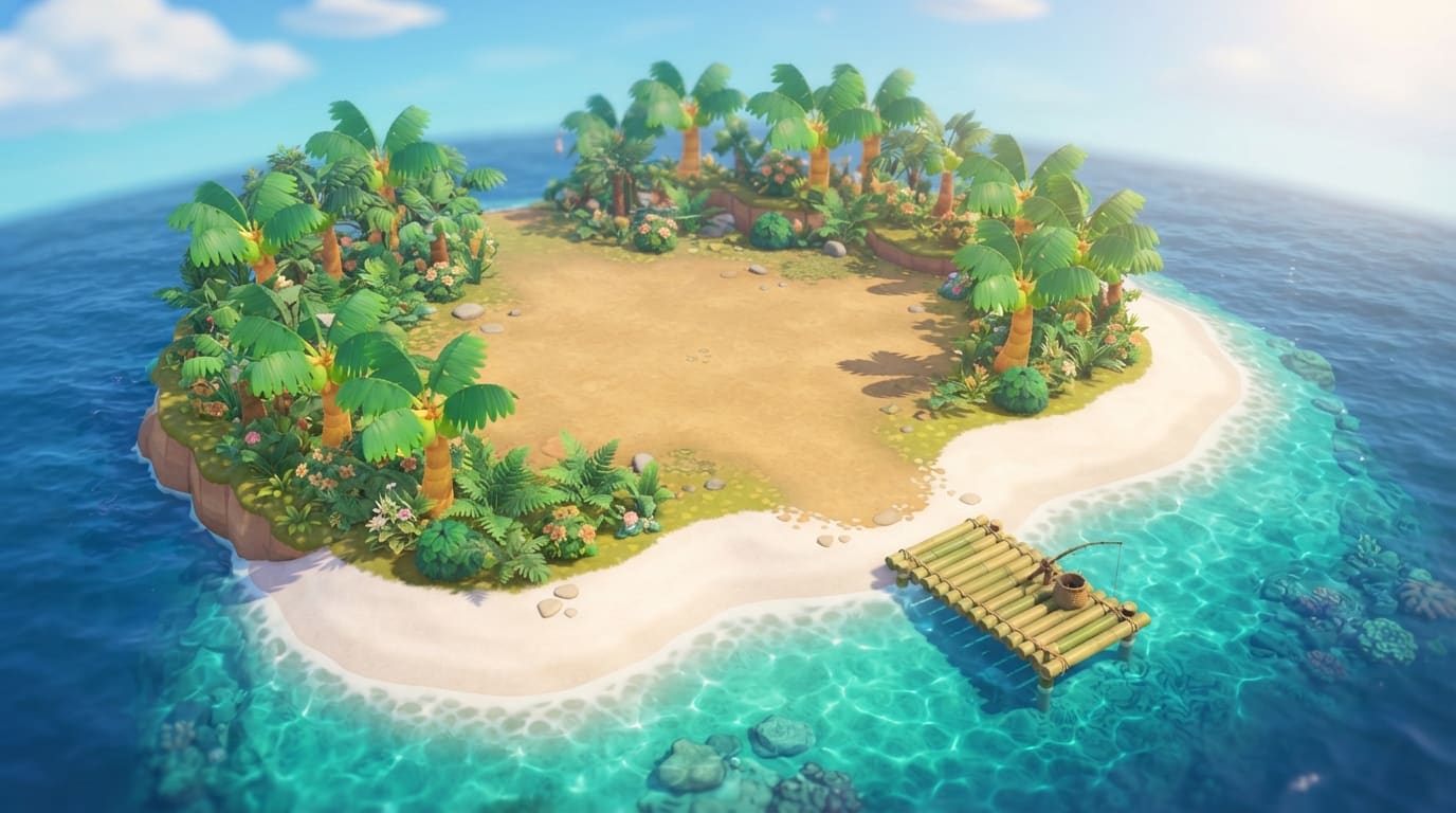 A sunny tropical island