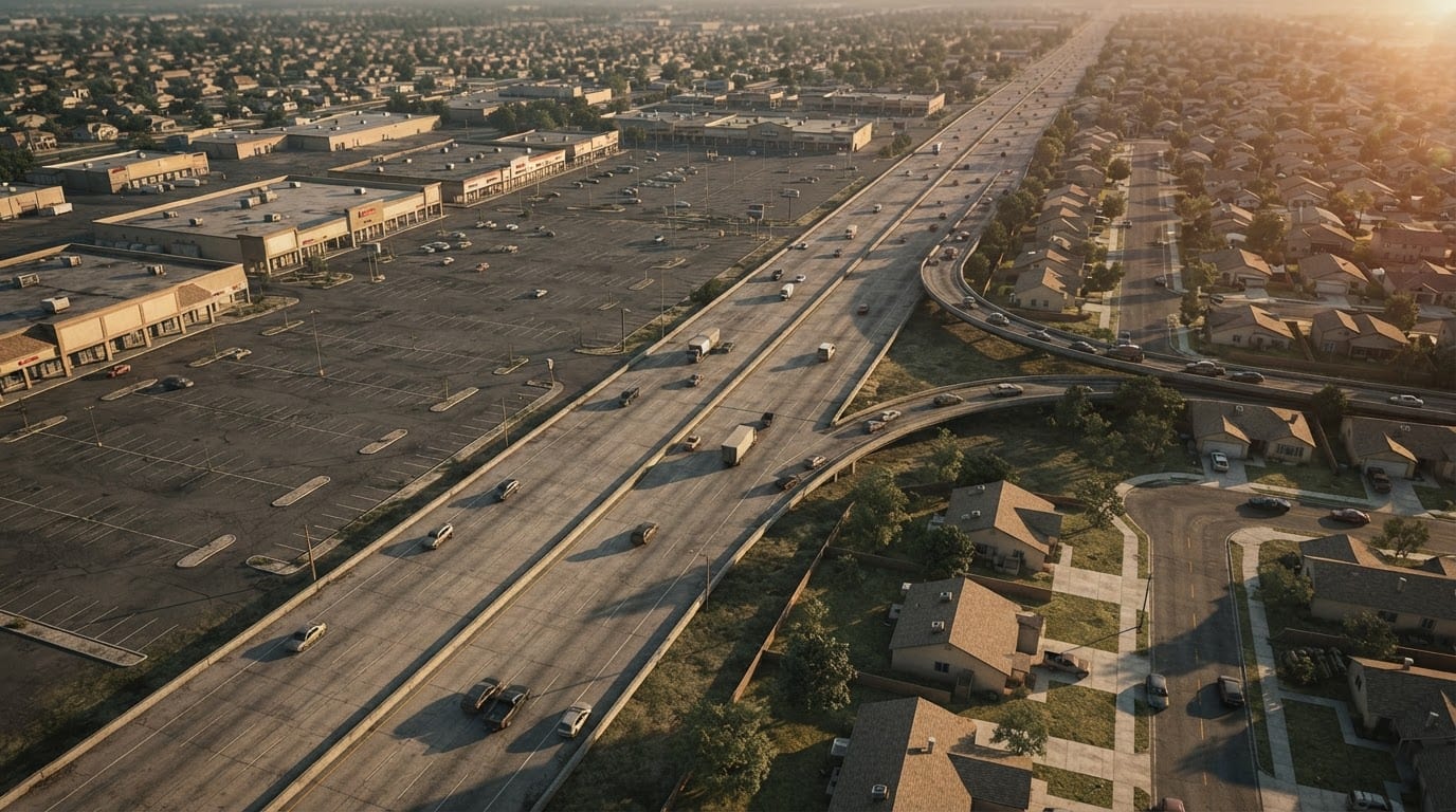 Suburban sprawl and highway
