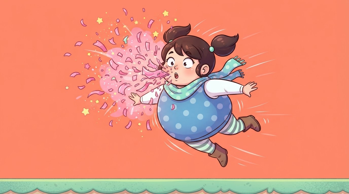 Bubble pops and she shrinks
