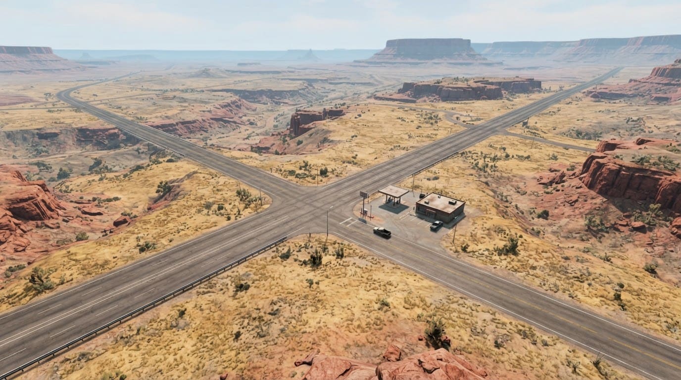 Sun-baked southern highway network