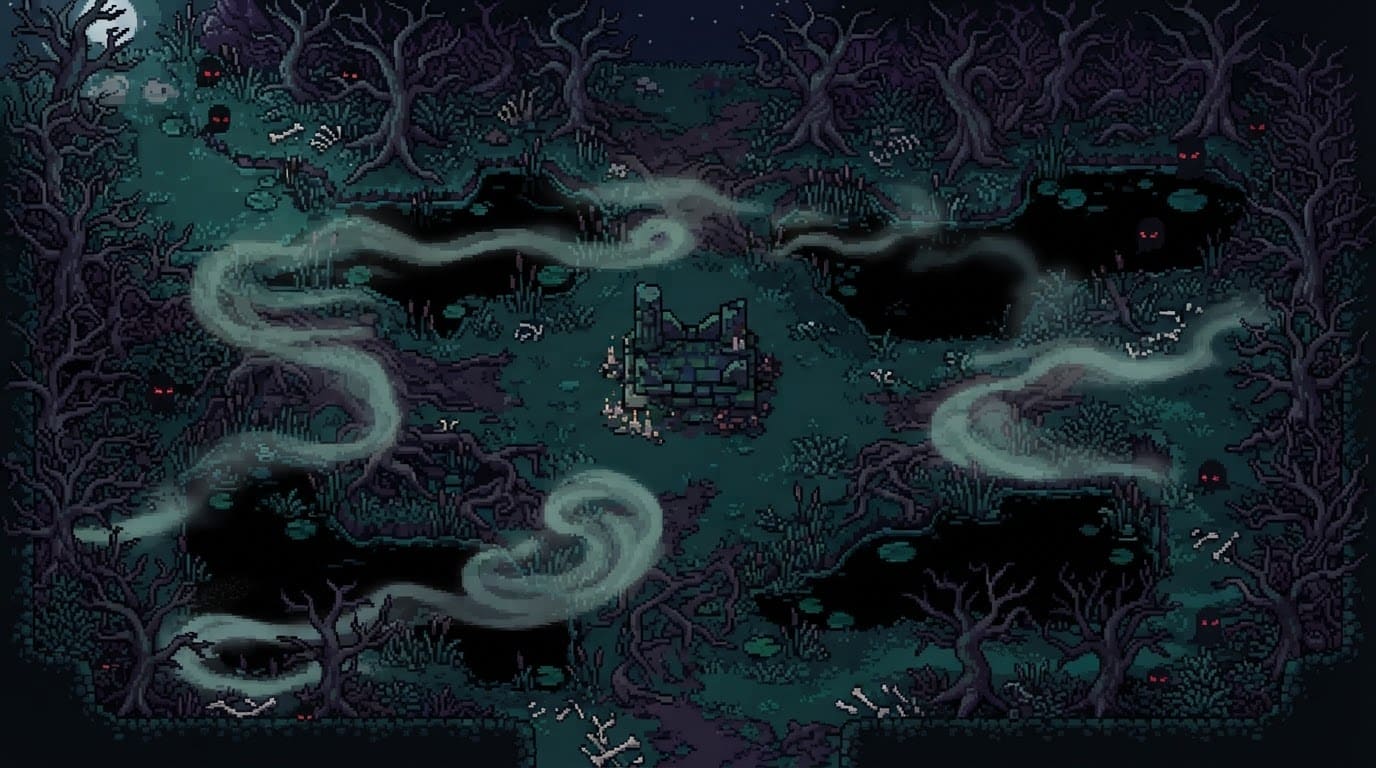 Moonlit haunted swamp