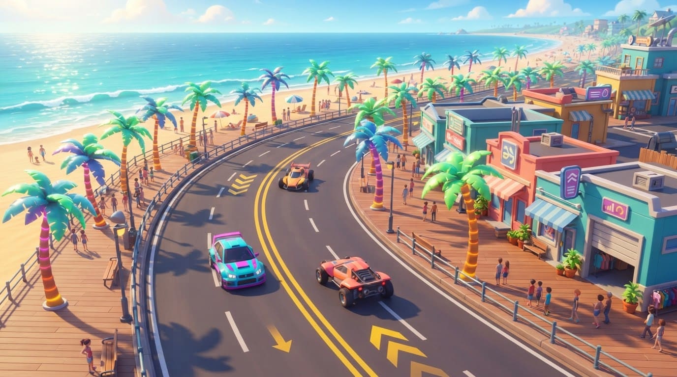 Sunny Coastal Boardwalk Strip