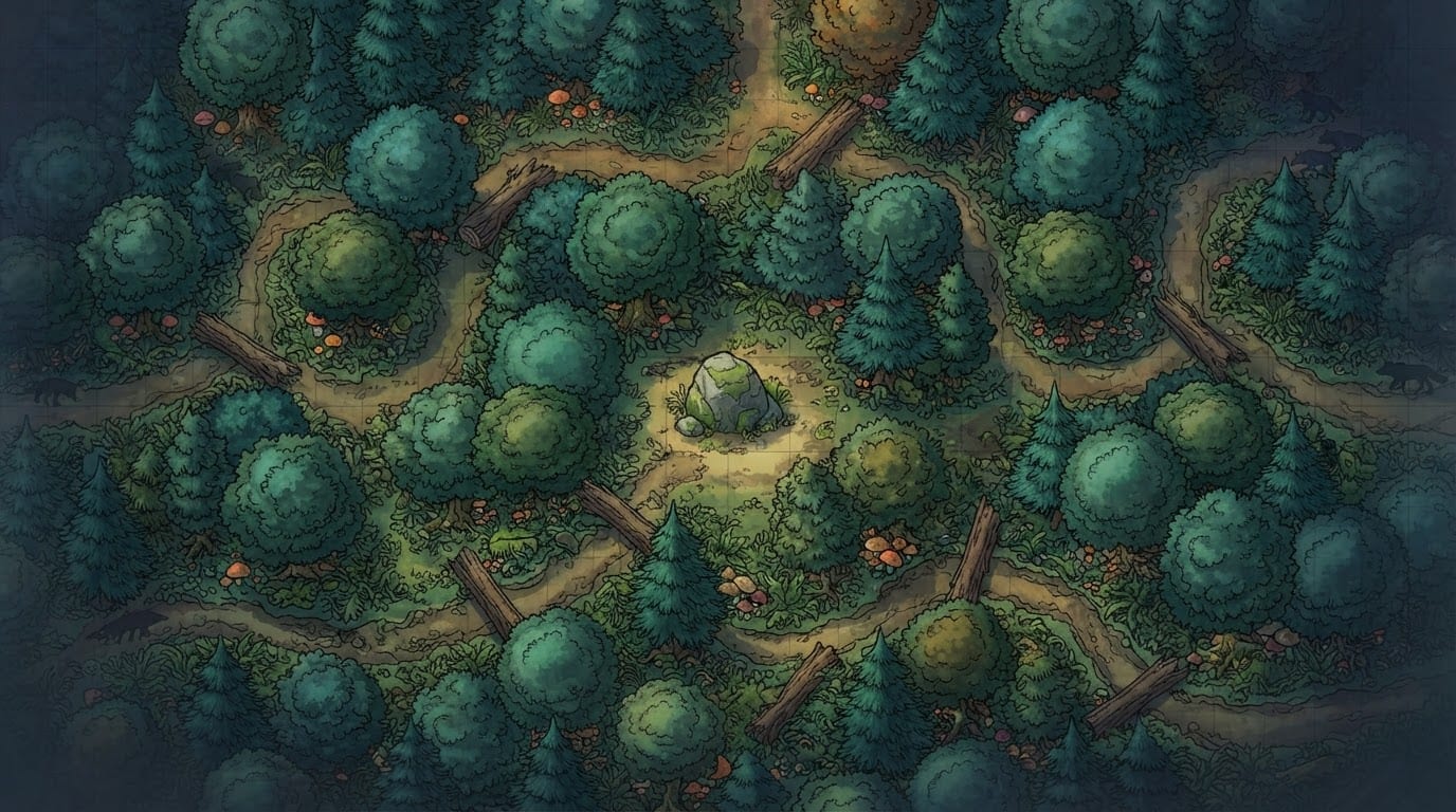 Dense shadowed forest