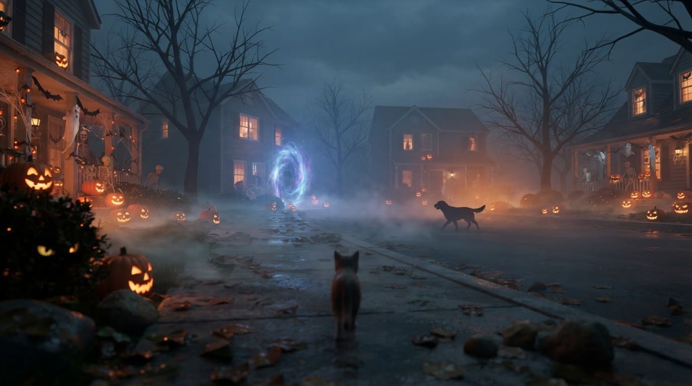 Foggy Halloween suburb