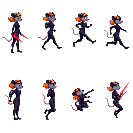 Anthropomorphic Rat Spy Sprite Sheet
