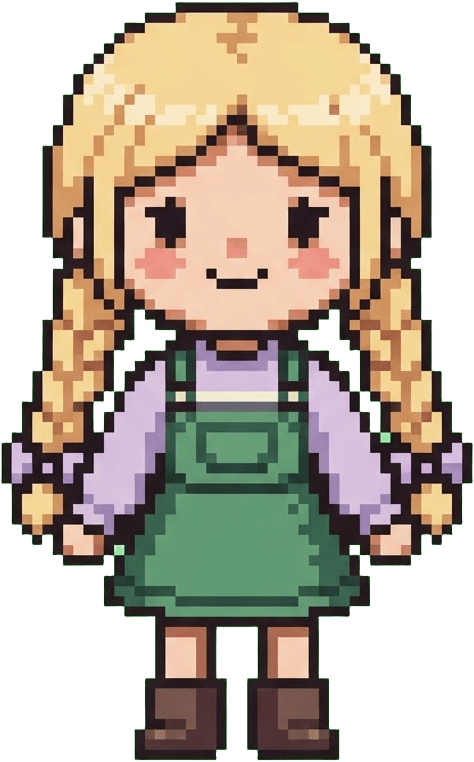 Image: pixel art game character sprite, single chibi farm