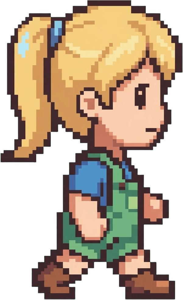 Image: chibi farm girl with blonde hair in a side ponytai