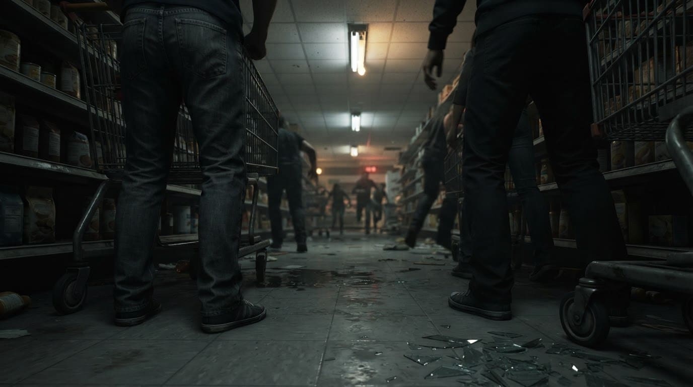 Slip through the panicked crowd