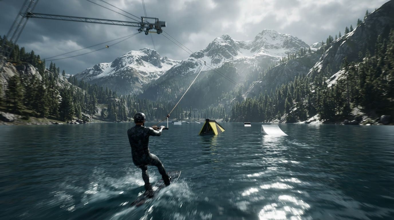 Alpine reservoir cable park