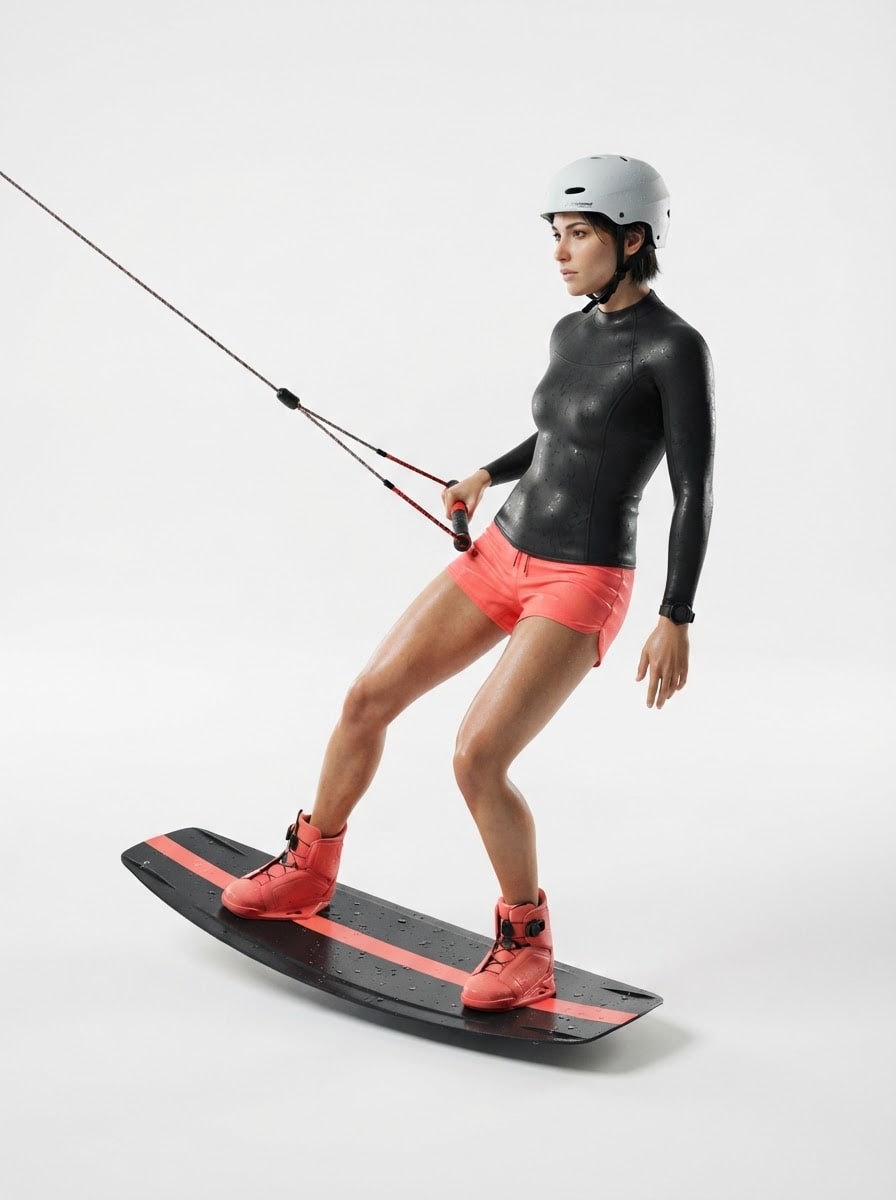 Fearless young female wakeboarder