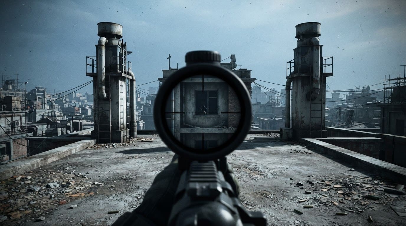Snipe across the open rooftops