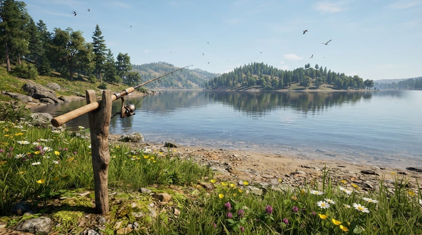 A wide open lakeside shore