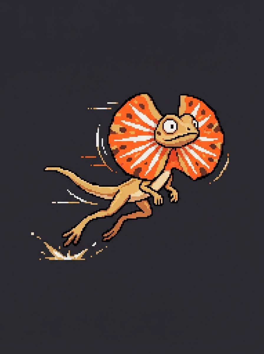 A tiny frilled desert lizard