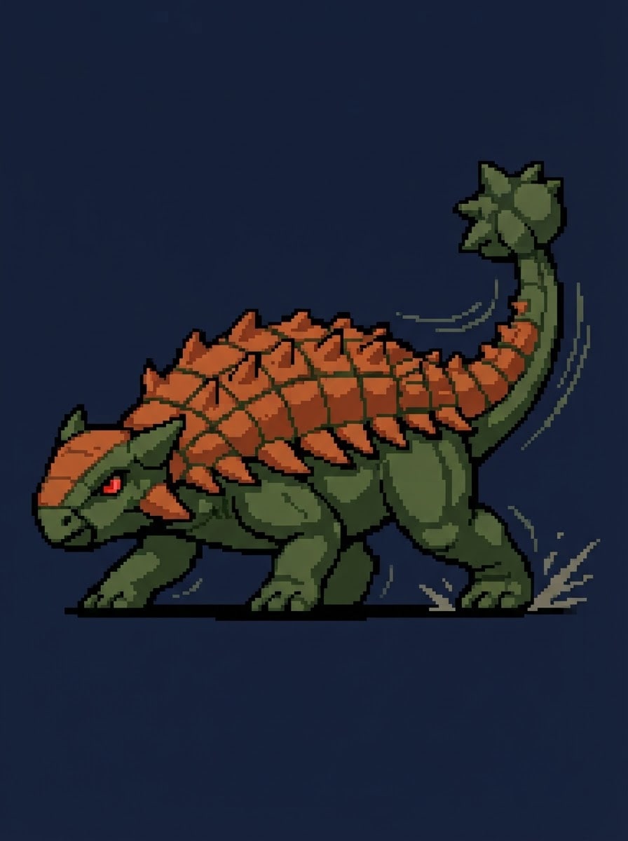 A bulky armored ankylosaurus