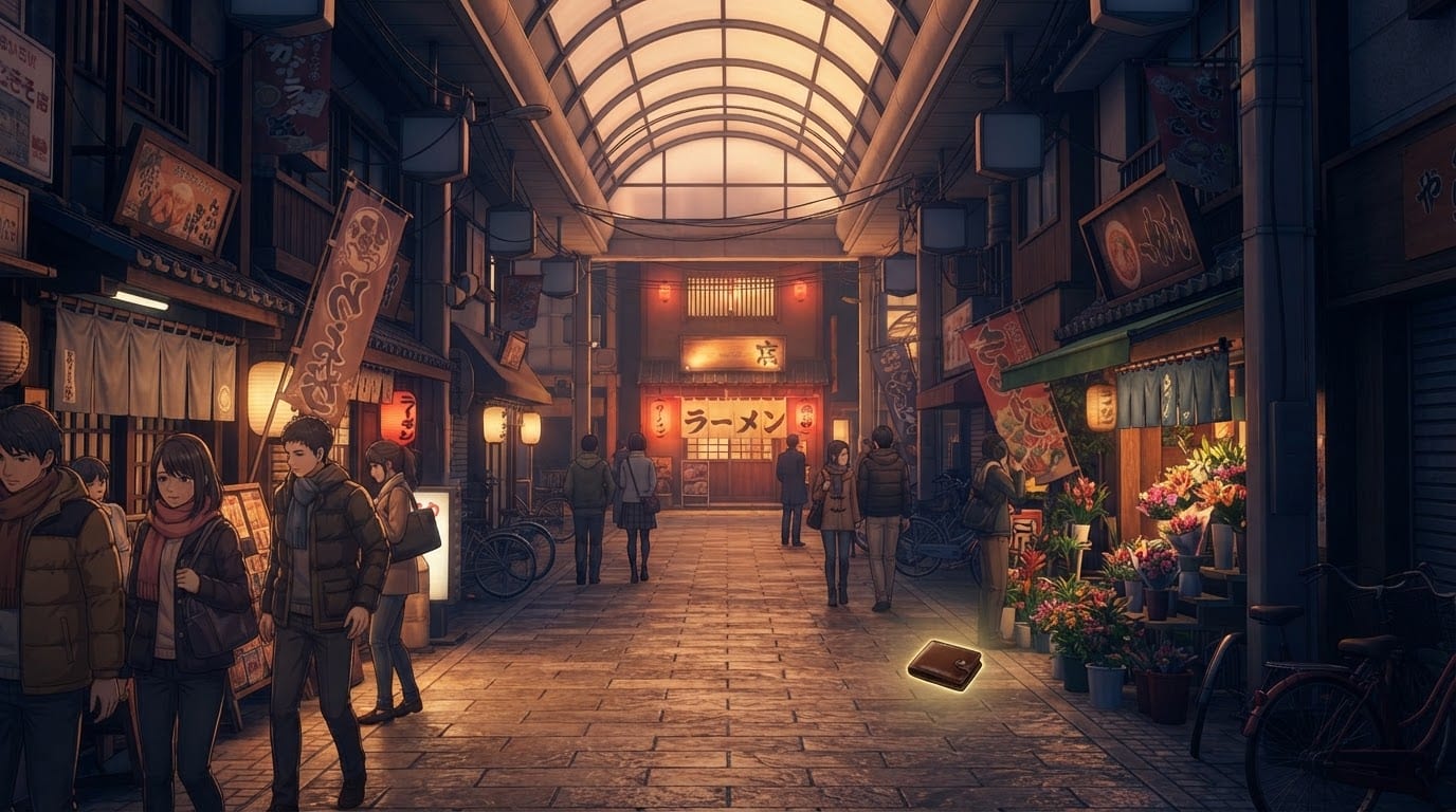 Busy covered shopping arcade