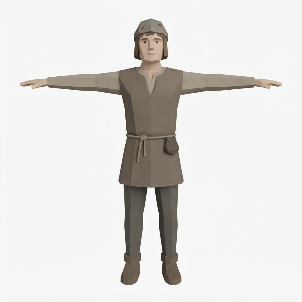 Low Poly Medieval Peasant NPC