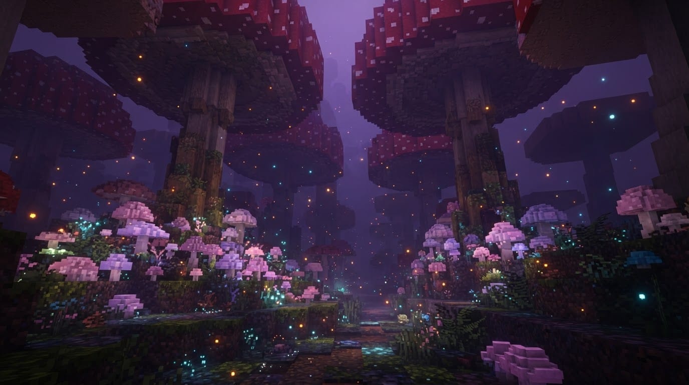 Floresta de cogumelos gigantes