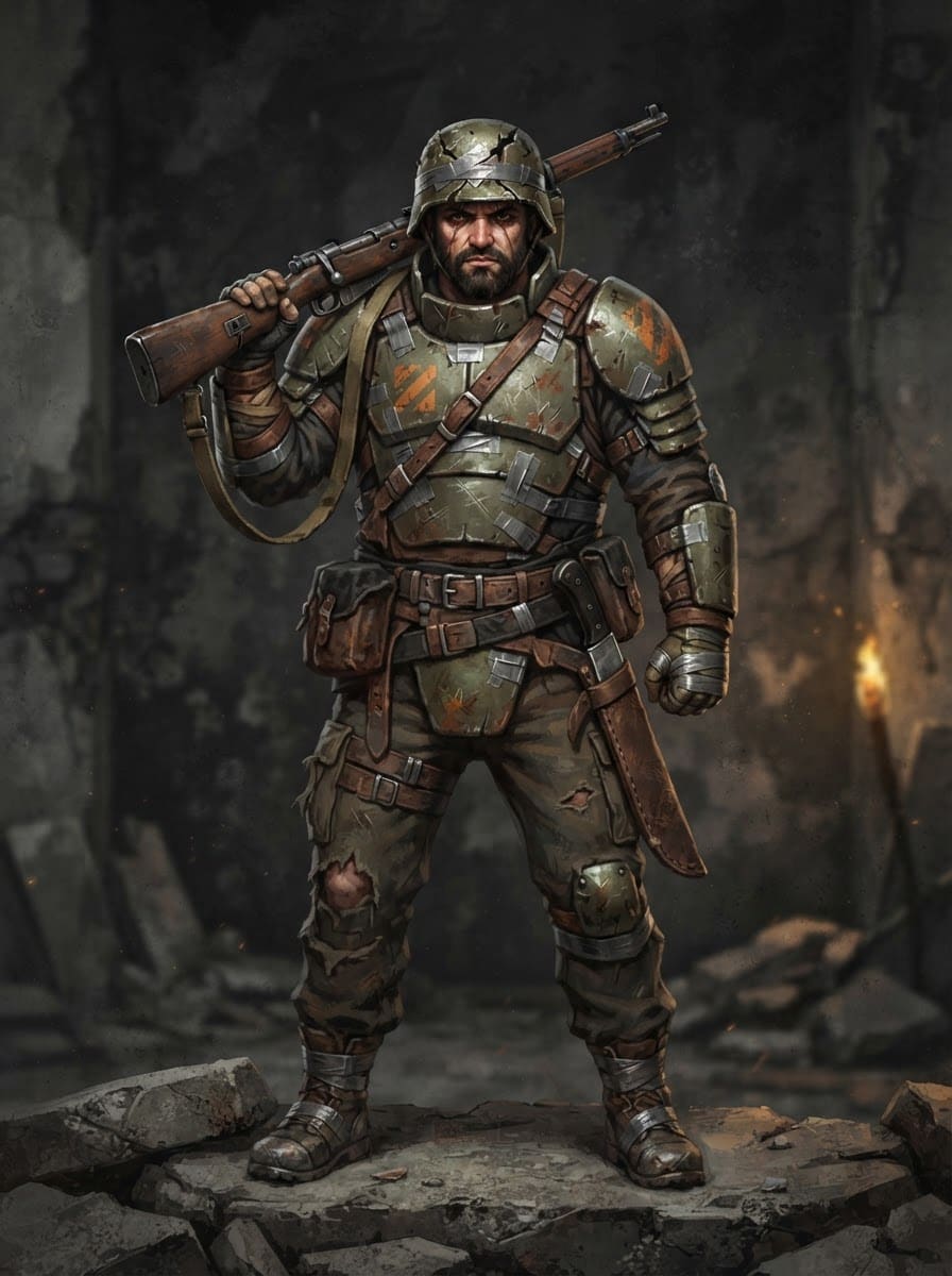 Scarred ex-soldier survivor