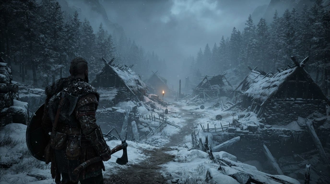 Frozen village ruins
