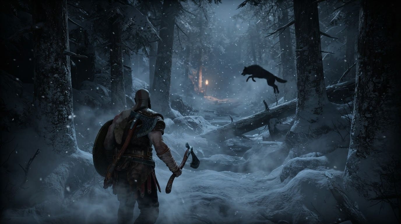 Frozen grove and wolf runs