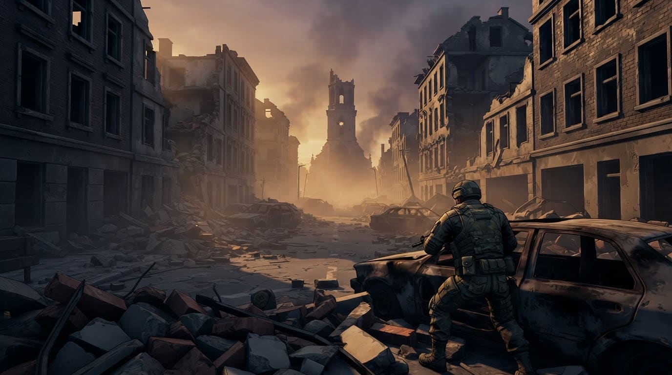 Dense urban war zone