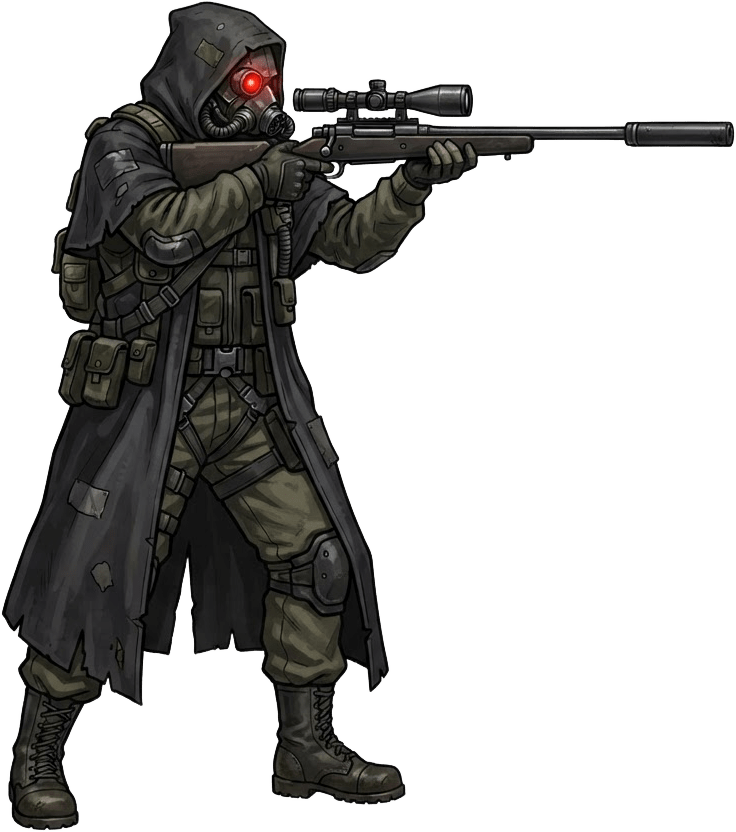 Image: Full-body side view facing right, 2D action game e