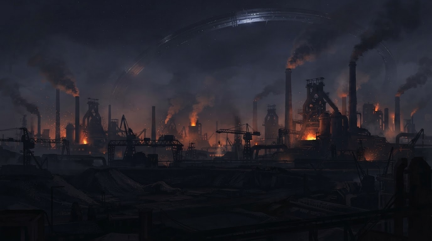 Image: Wide 2D side-scrolling game background, distant sc