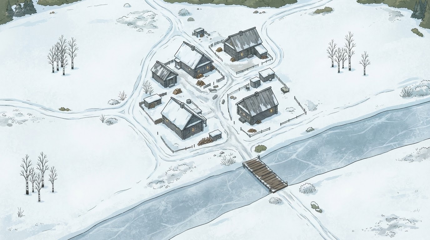 Frozen Eastern Front Village