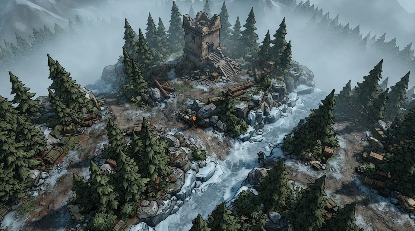 Mountain forest combat zone