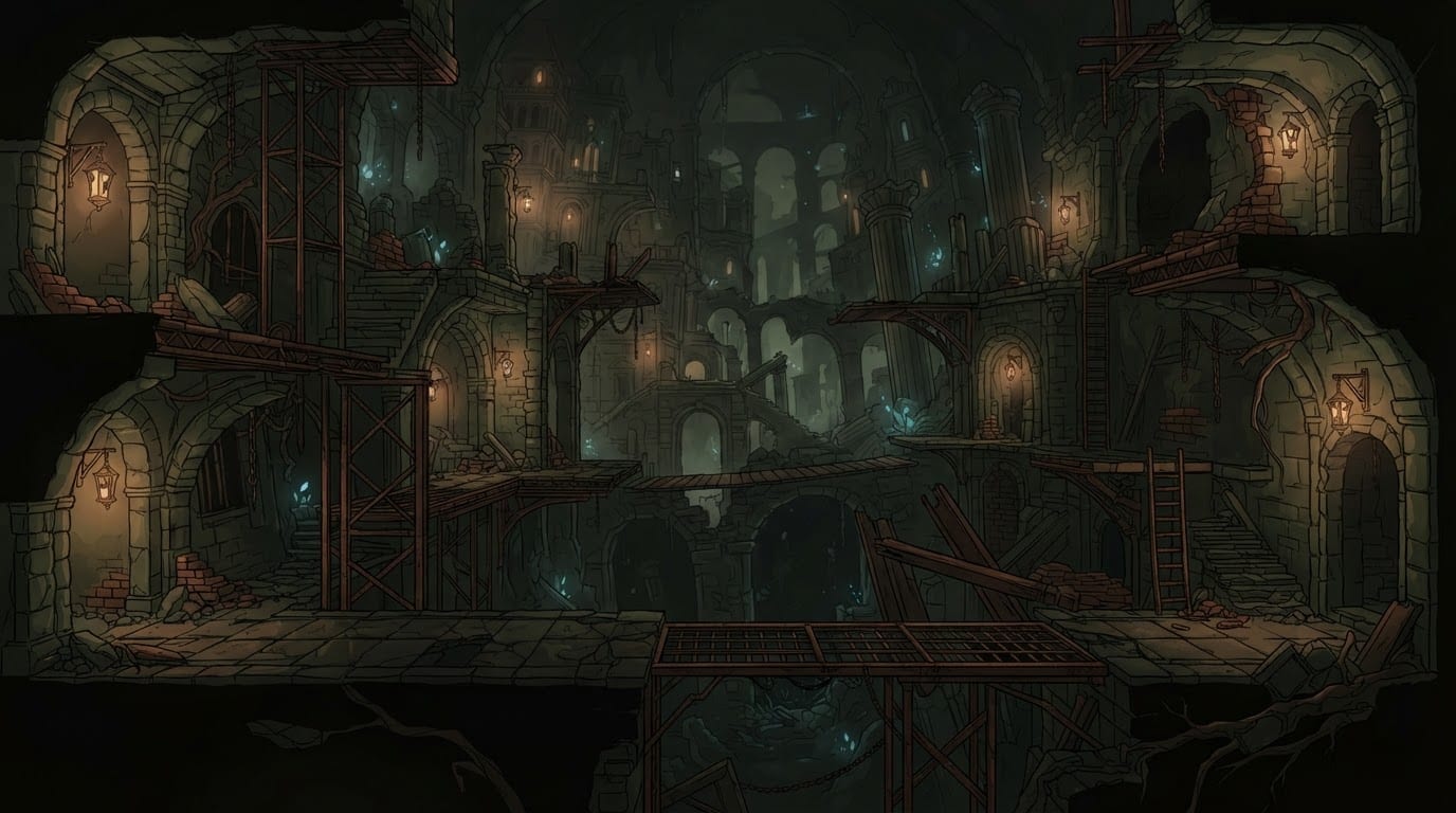 Collapsed ancient city underbelly