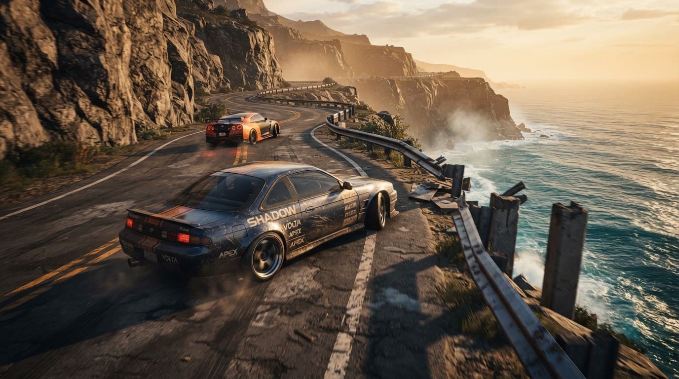 Coastal highway and cliffs