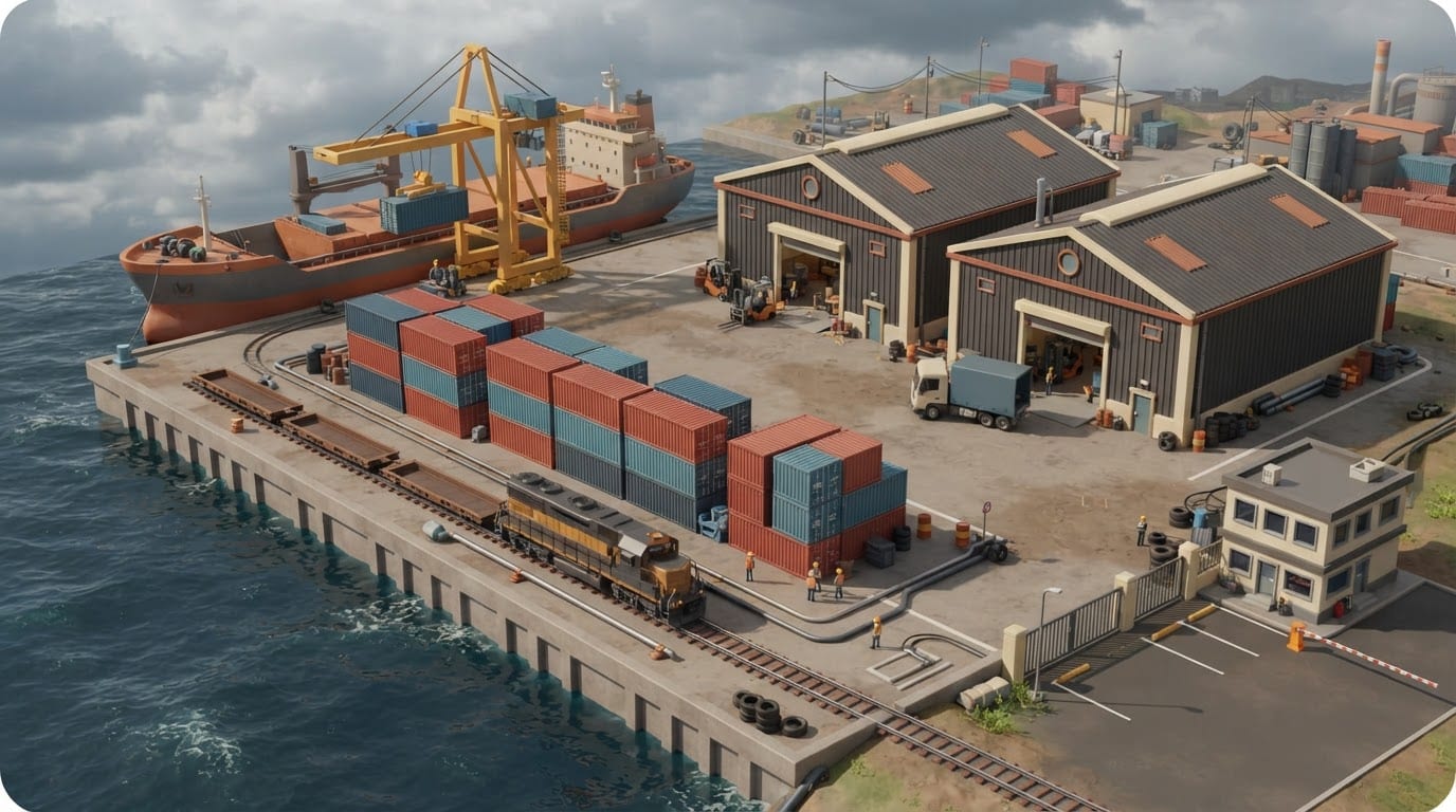 A remote industrial port