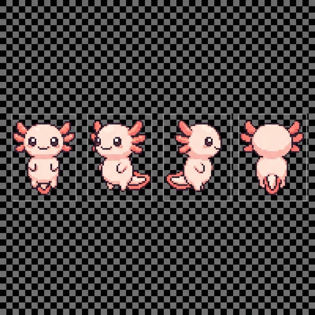 Cute Pixel Axolotl Sprite