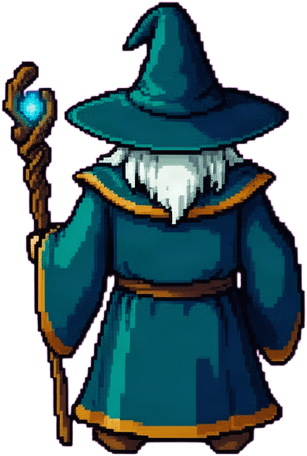 Elderly Elf Mage Back View