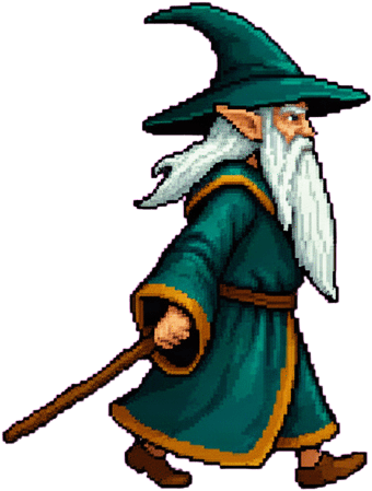 Elderly Elf Mage Walking Sprite